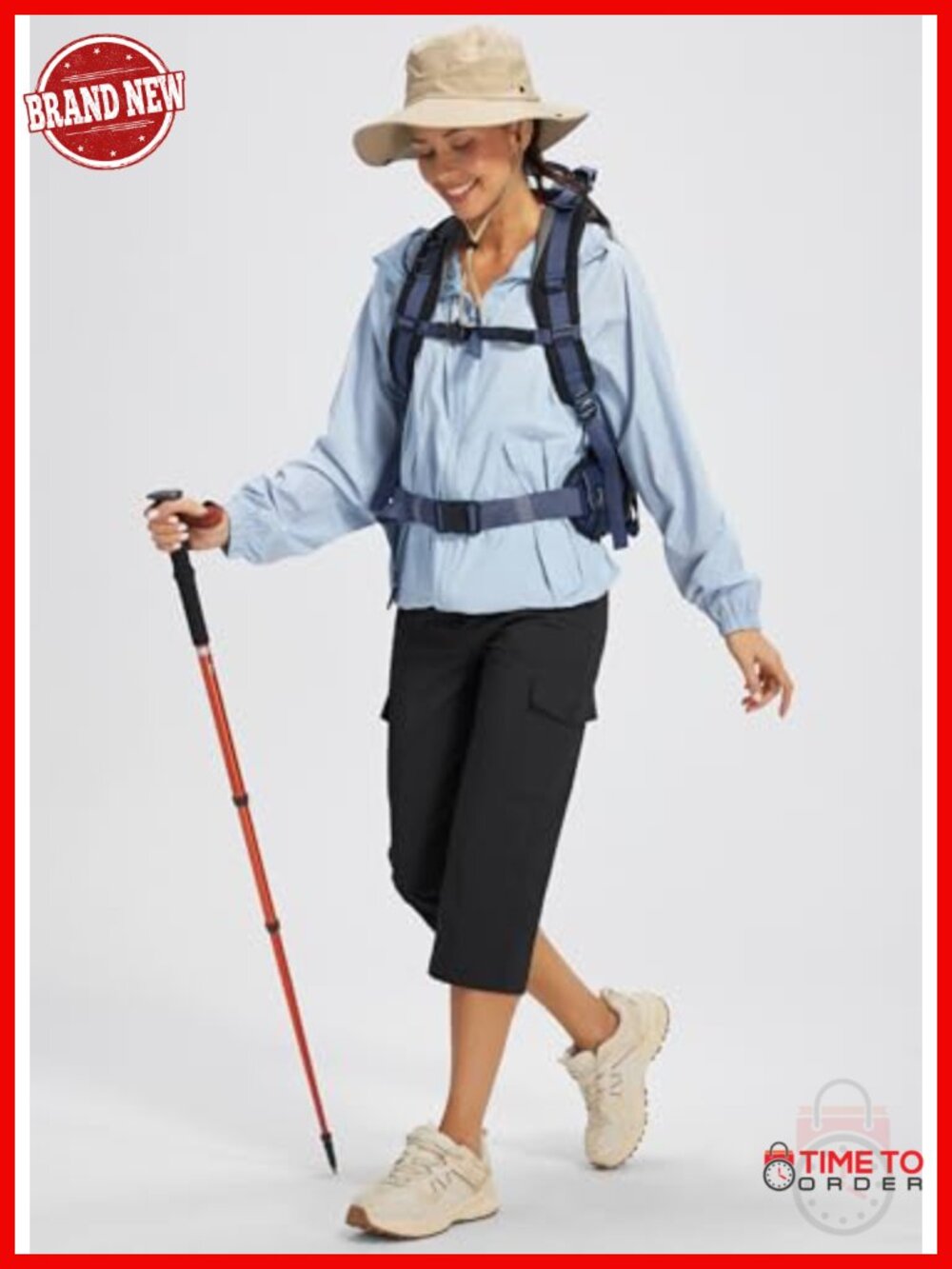 Women's Cargo Capri Pants Quick Dry Water Resistant UPF 50+ 6 Pockets Stretch - Picture 5 of 6